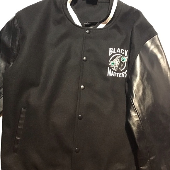 Black Matter Other - Black Matter Varsity Jacket with Leather Sleeves